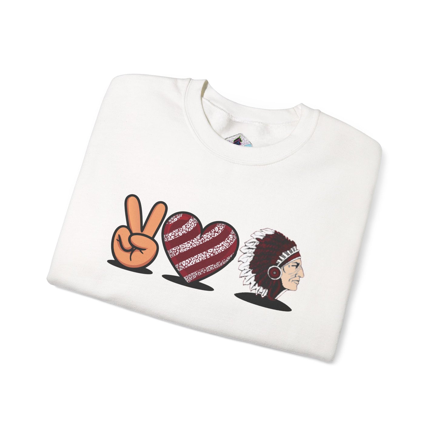 Peace Love Unisex Crewneck Sweatshirt, Sports Apparel, Team Spirit Wear, Cozy Gift for Fans, Casual Game Day Outfit