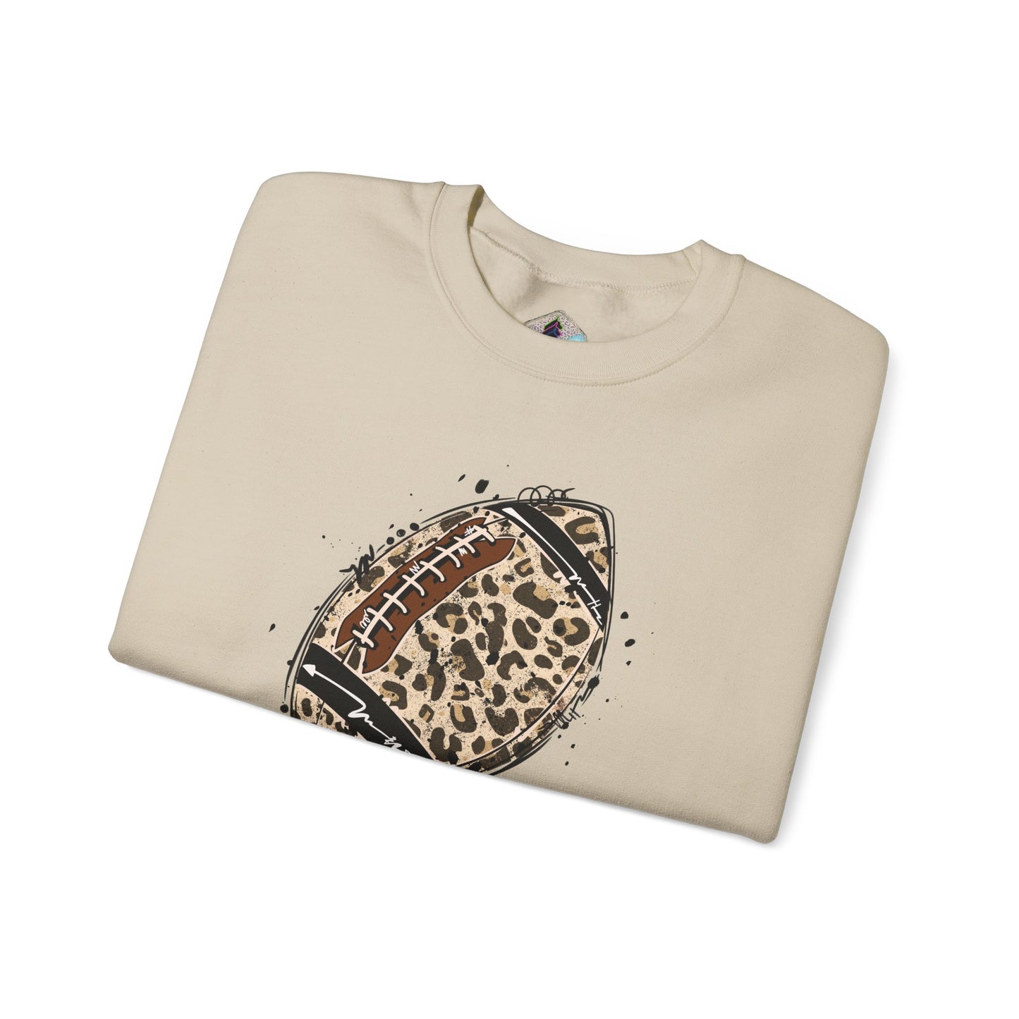 Leopard Print Football Sweatshirt, Cozy Crewneck, Unisex Apparel, Perfect for Game Day, Sports Gift, Fall Fashion