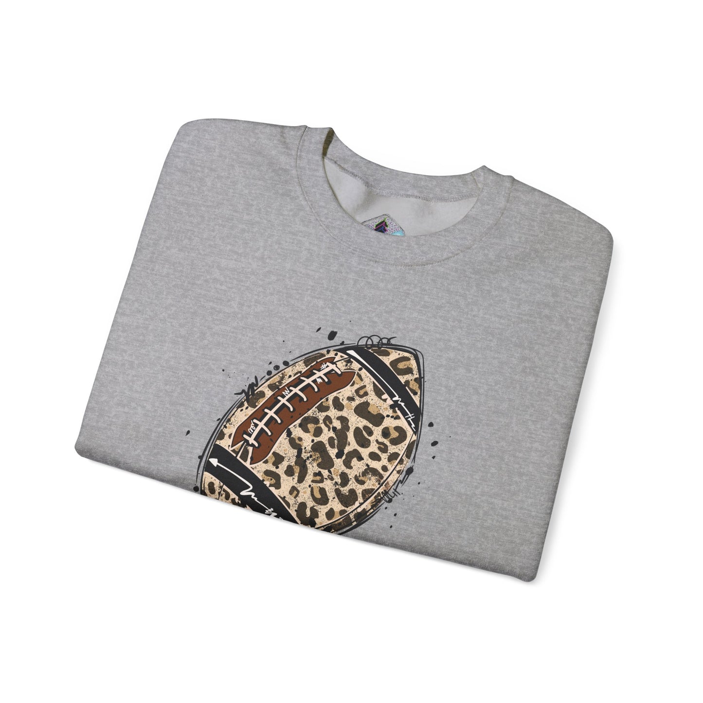 Leopard Print Football Sweatshirt, Cozy Crewneck, Unisex Apparel, Perfect for Game Day, Sports Gift, Fall Fashion