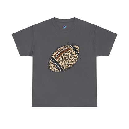 Leopard Print Football Tee, Unisex Cotton Shirt, Sportswear, Game Day Outfit, Unique Gift for Sports Lovers, Casual Wear