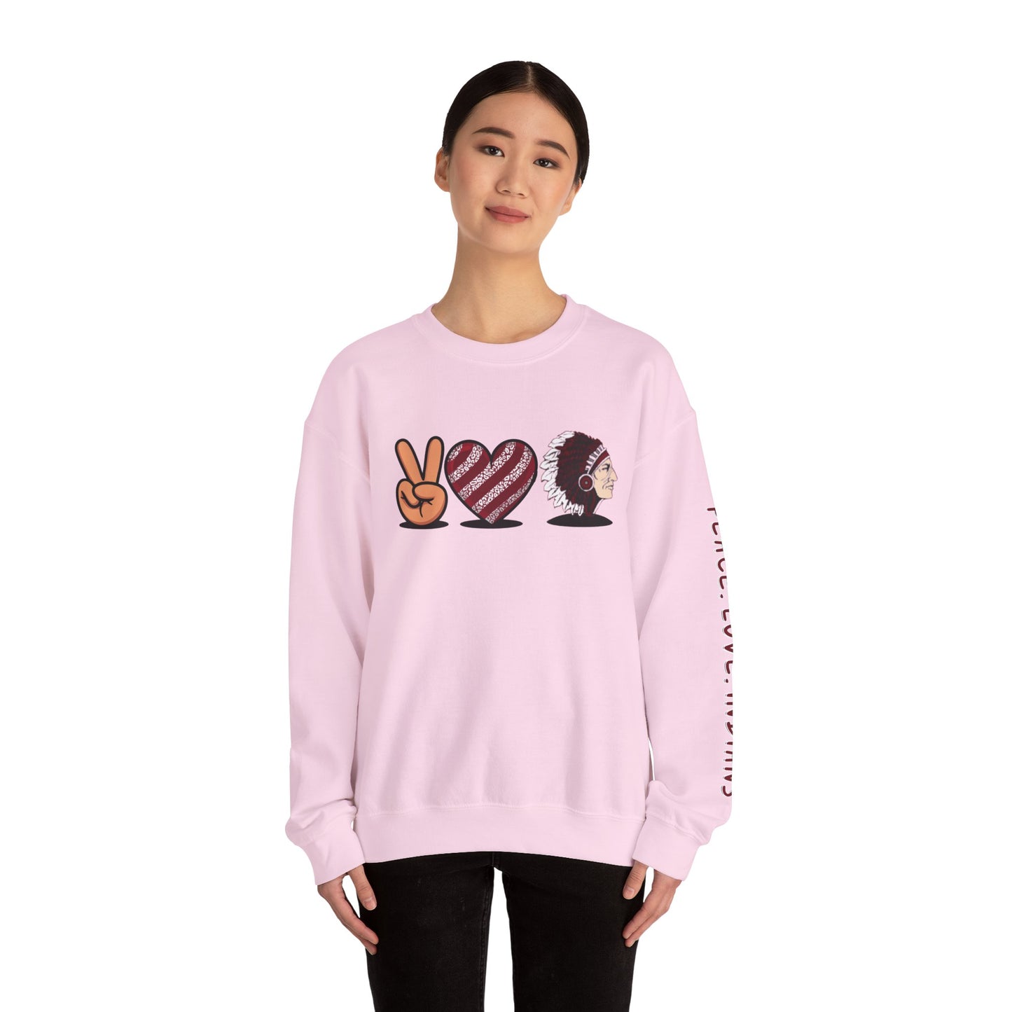 Peace Love Unisex Crewneck Sweatshirt, Sports Apparel, Team Spirit Wear, Cozy Gift for Fans, Casual Game Day Outfit