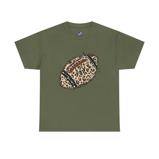 Leopard Print Football Tee, Unisex Cotton Shirt, Sportswear, Game Day Outfit, Unique Gift for Sports Lovers, Casual Wear