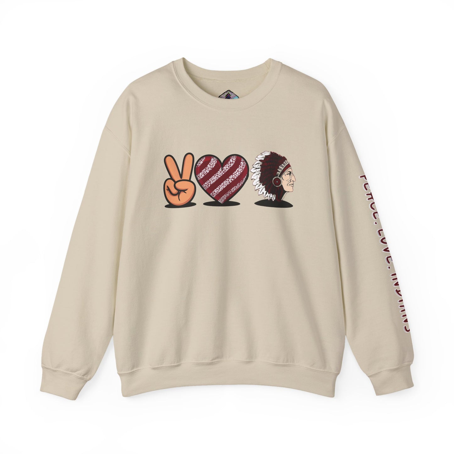 Peace Love Unisex Crewneck Sweatshirt, Sports Apparel, Team Spirit Wear, Cozy Gift for Fans, Casual Game Day Outfit