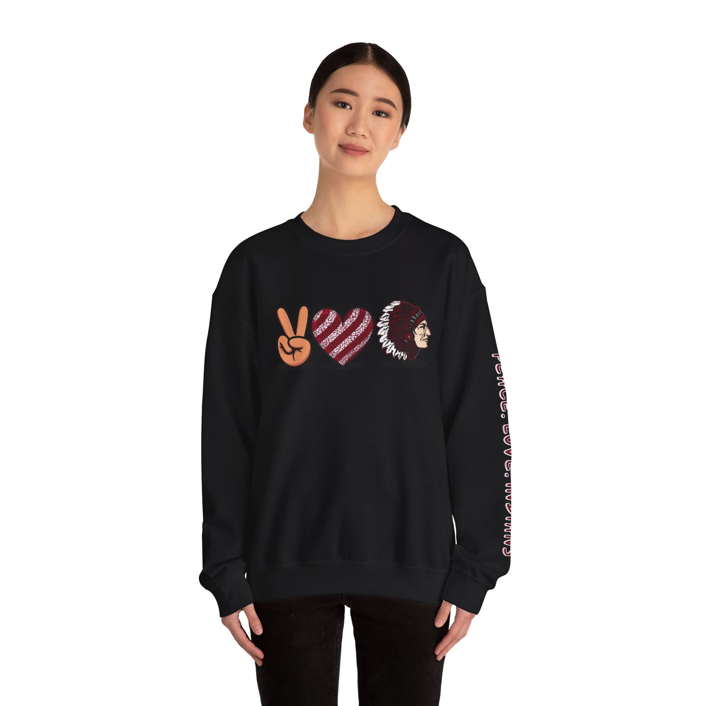 Peace Love Unisex Crewneck Sweatshirt, Sports Apparel, Team Spirit Wear, Cozy Gift for Fans, Casual Game Day Outfit