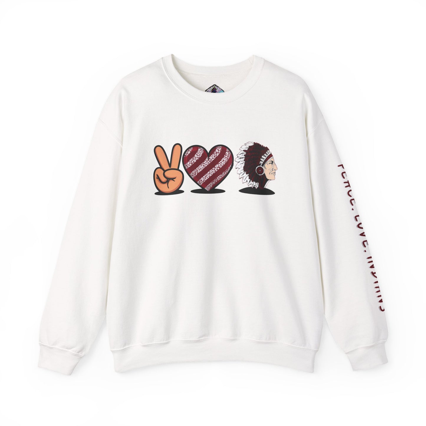 Peace Love Unisex Crewneck Sweatshirt, Sports Apparel, Team Spirit Wear, Cozy Gift for Fans, Casual Game Day Outfit