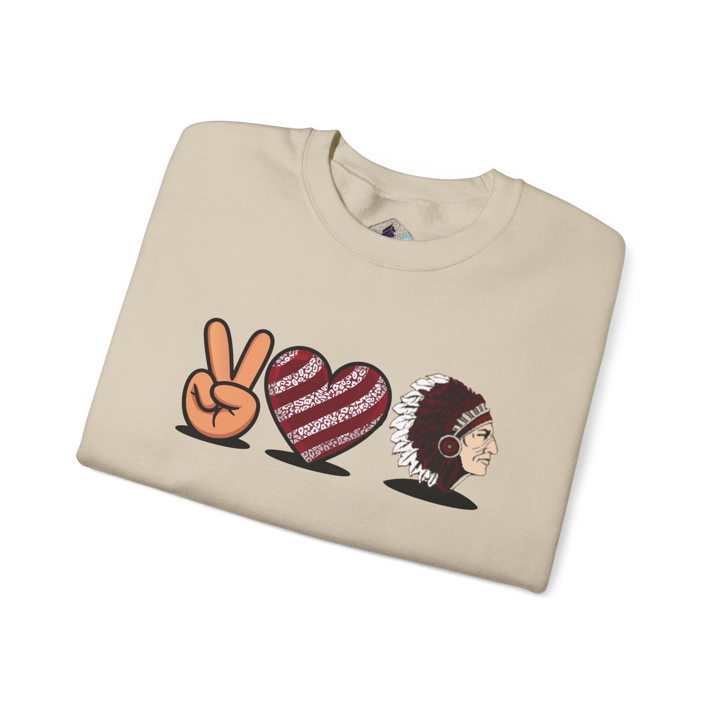 Peace Love Unisex Crewneck Sweatshirt, Sports Apparel, Team Spirit Wear, Cozy Gift for Fans, Casual Game Day Outfit
