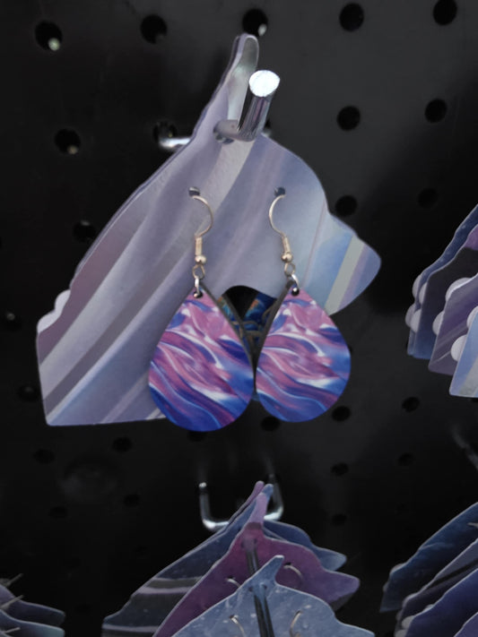 Teardrop Earrings - Purple Waves