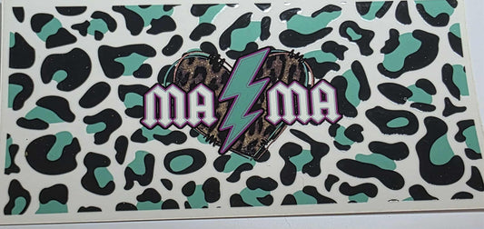 16oz Libbey Glass Can — Mama with Teal Cheetah Print